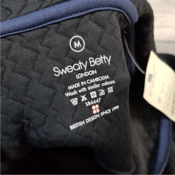 Sweaty Betty Womens Black Pace Jacquard Run Half Zip Top Medium UK 12 BNWT - Picture 14 of 14